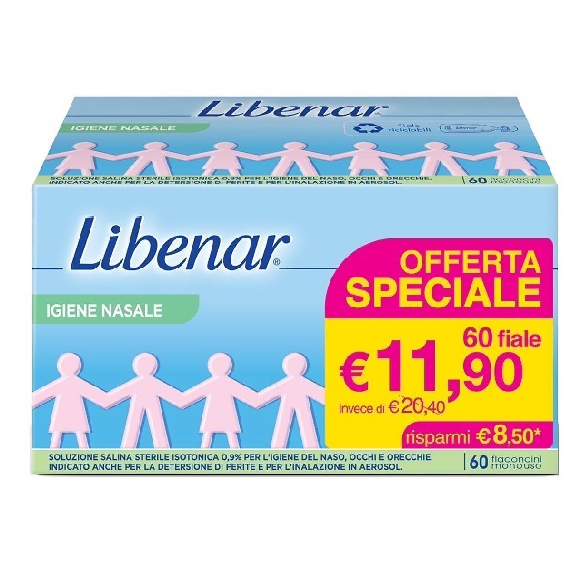 Libenar Igiene Nasale Soluzione Salina 60 Flaconcini