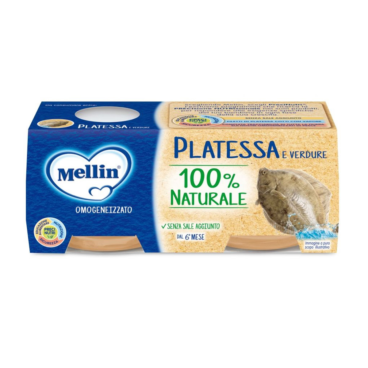 Mellin Omogeneizzato Platessa E Verdure 2x80g