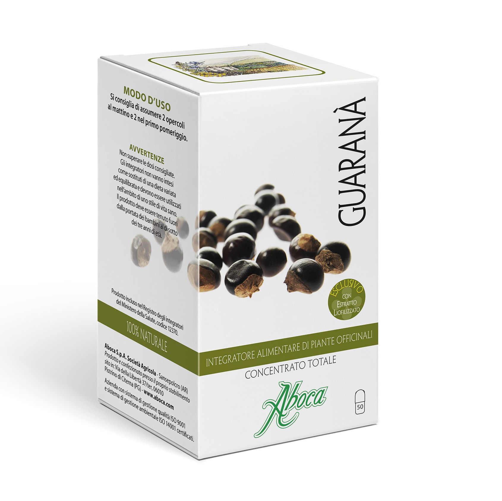 Aboca Guaranà Concentrato Totale Integratore Tonificante 50 Opercoli