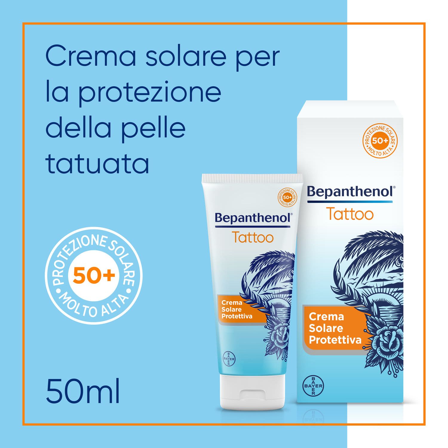 image - 983773603 - Bepanthenol Tattoo Crema con Protezione Solare Molto Alta SPF50+ per Tatuaggio 50ml - 4709539_3.jpg