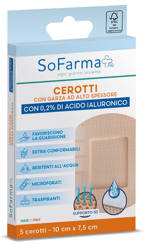 Sofarma Cerotti Con 0,2% Acido Ialuronico 10x7,5cm 5 Pezzi