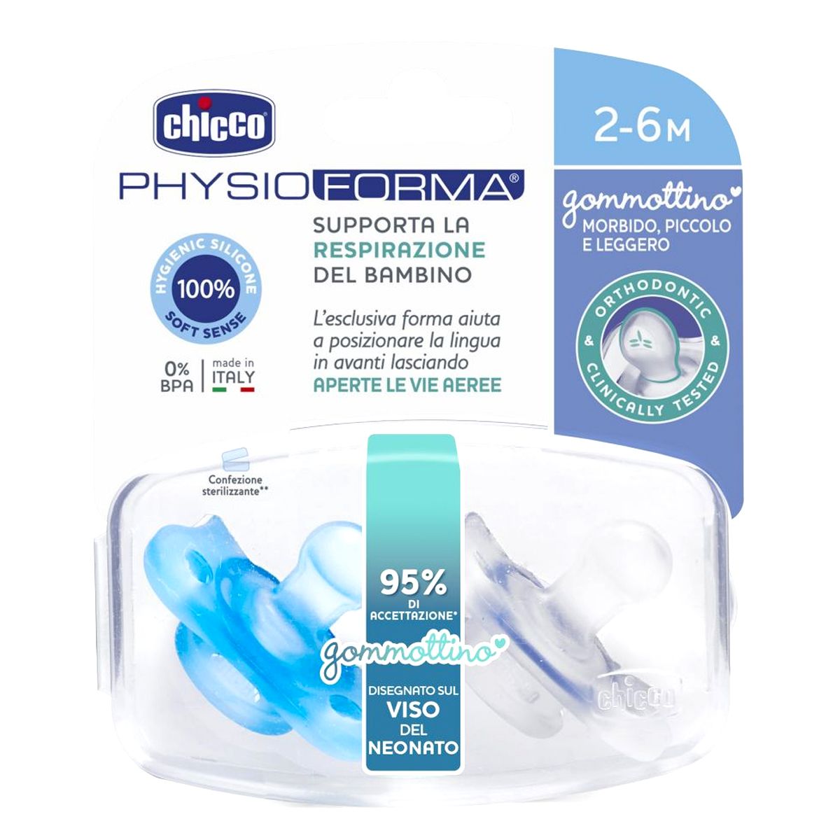 Chicco Gommottino Boy Silicone 2-6 Mesi 2 Pezzi