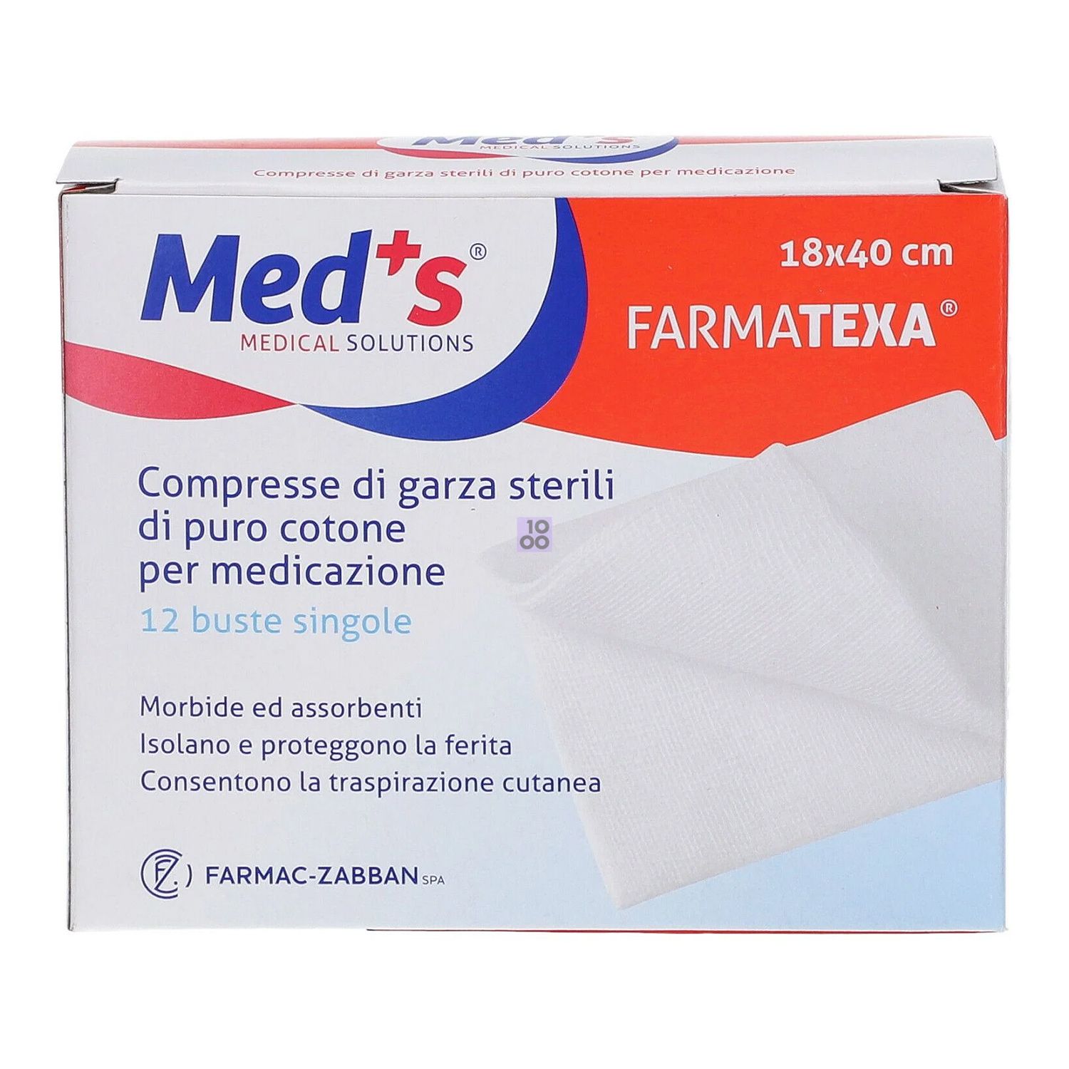 Farmatexa Garza Compressa Meds Sterile 12/8 18x40cm 12 Pezzi