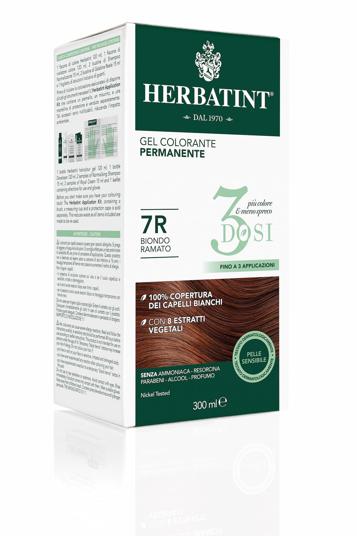 Herbatint Gel Colorante Permanente 3 Dosi 7r Biondo Ramato 300ml