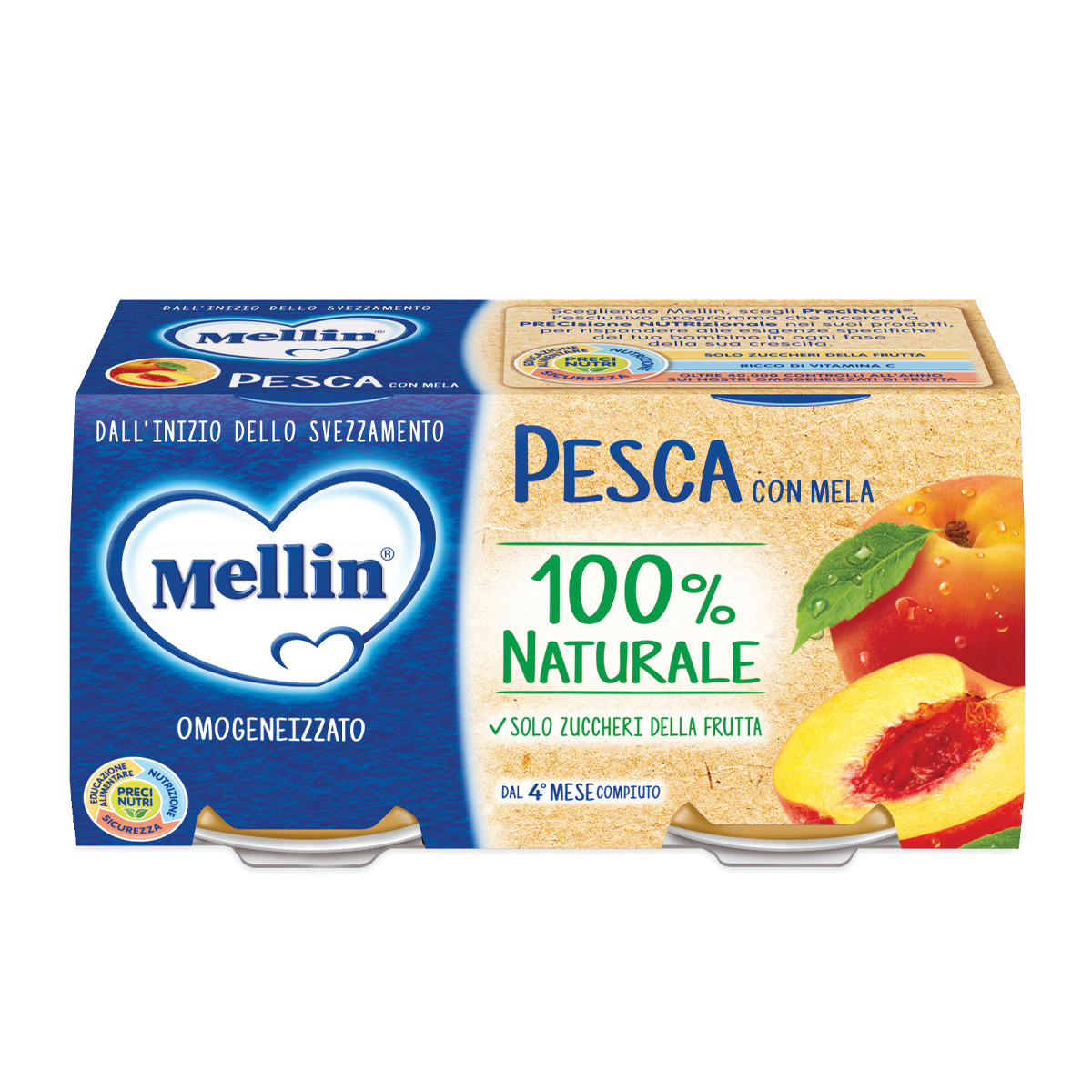 Mellin Omogeneizzato Pesca E Mela 2x100g