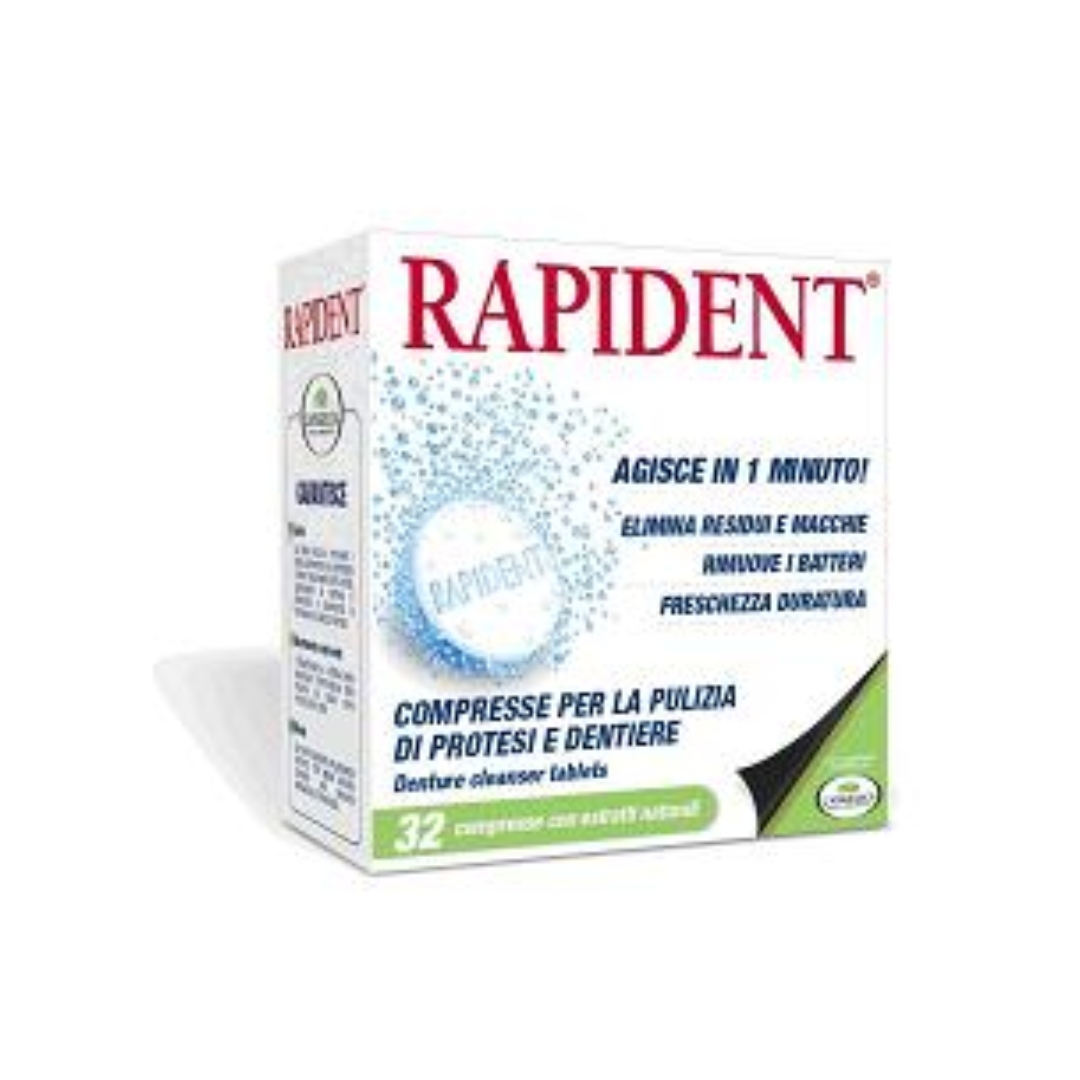 Rapident Compresse Effervescenti Per La Pulizia Di Protesi Dentali 32 Pezzi