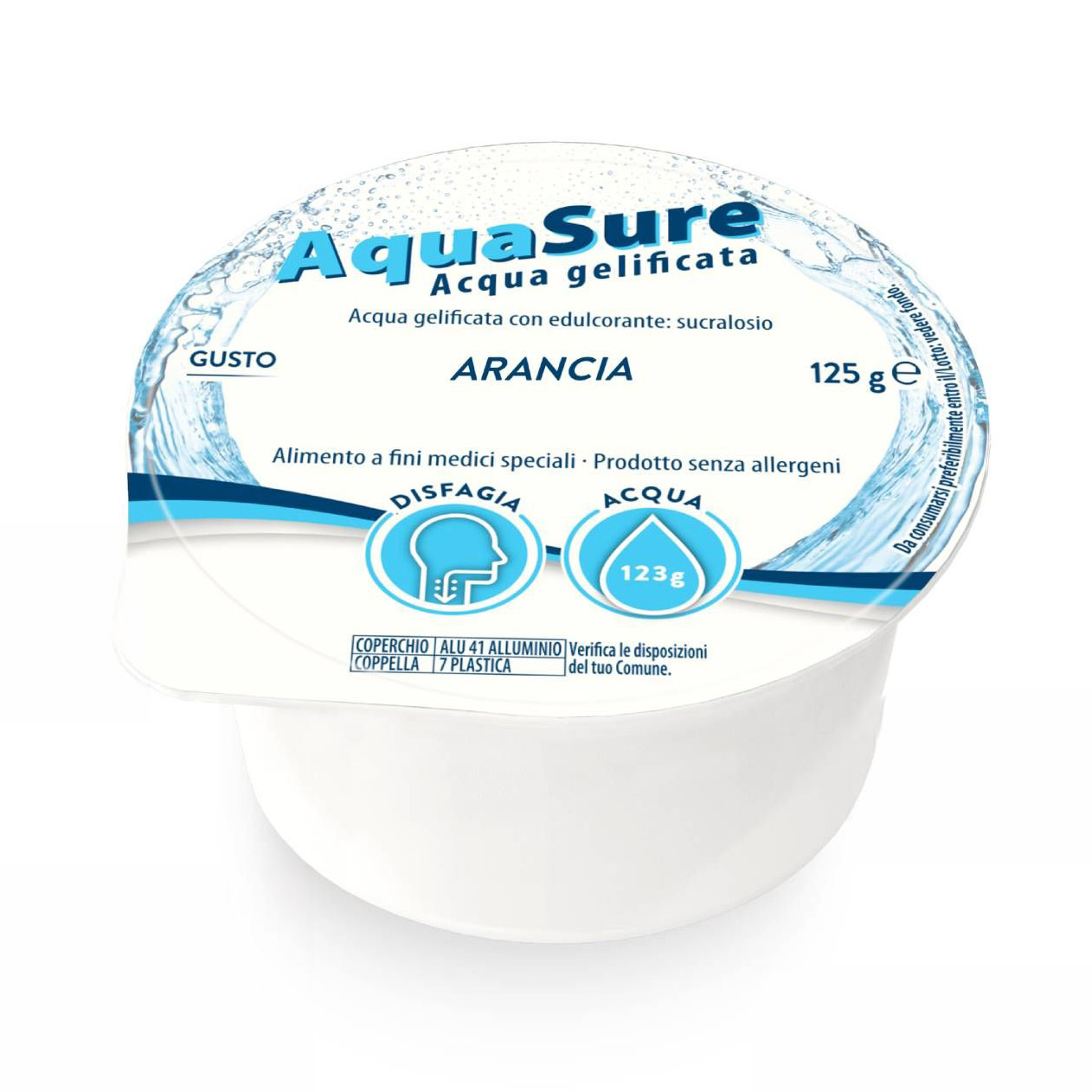 Aquasure Acqua Gel Gelificata Per Disfagia Gelatina Al Gusto Gusto Arancia 24x125g