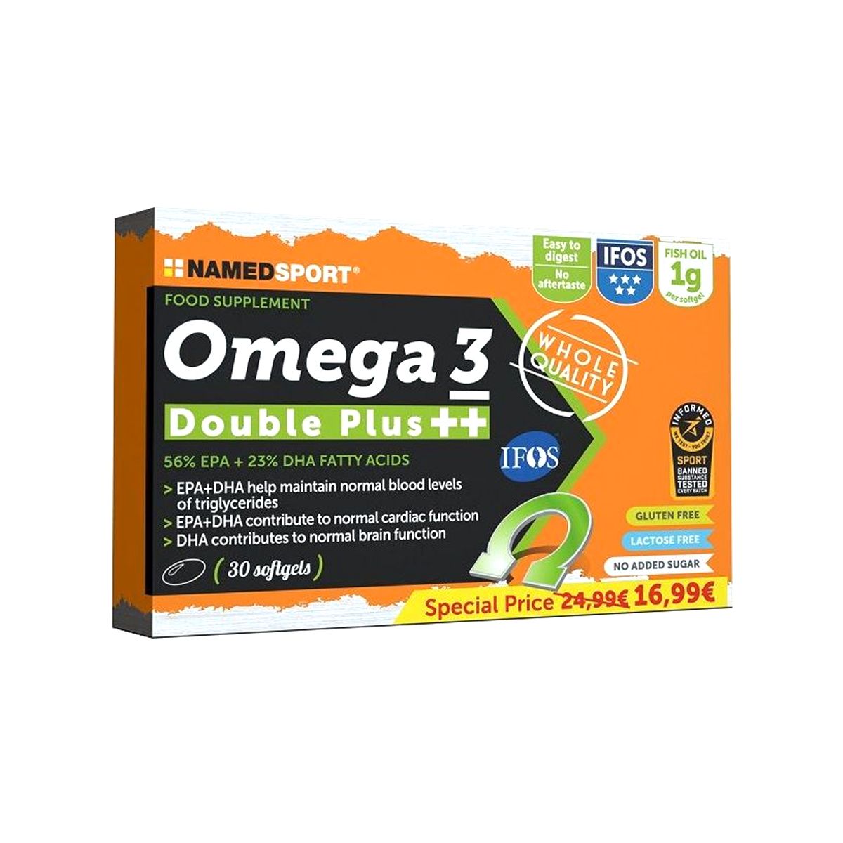 Omega 3 Double Plus Integratore controllo livello colesterolo 30 Softgel