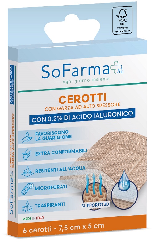 Sofarma Cerotti Con 0,2% Acido Ialuronico 7,5x5cm 6 Pezzi