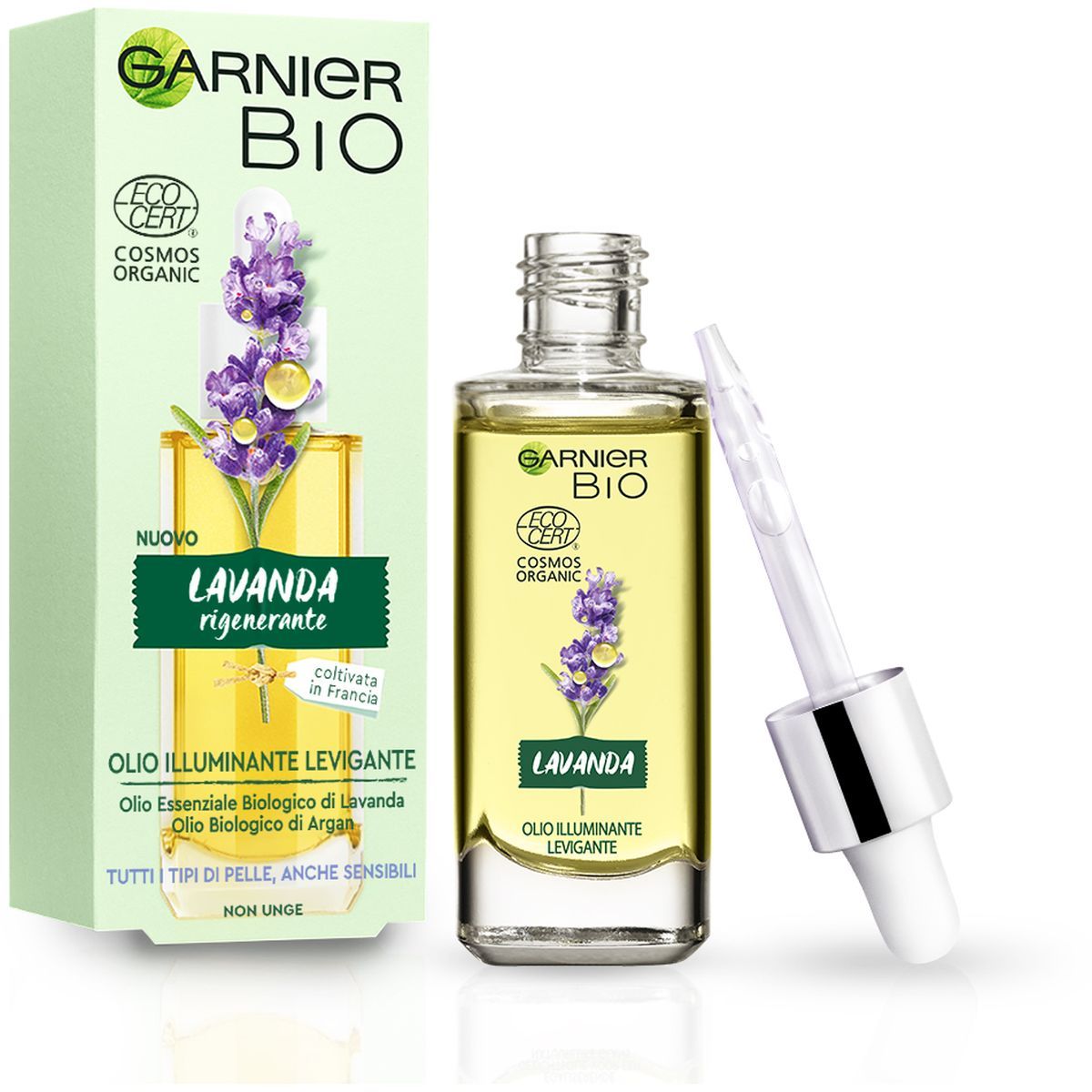 Garnier Olio Bio Lavanda Viso Illuminante azione levigante 30ml