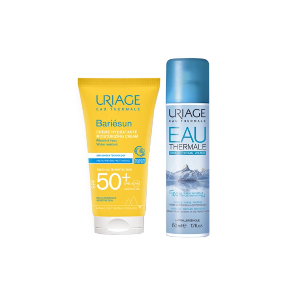 Uriage Bariésun Crema idratazione Viso idratazione SPF 50+ 50ml + Eau Thermale Spray 50ml