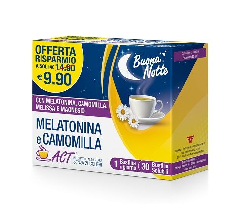 Melatonina E Camomilla Act Integratore Sonno 30 Bustine