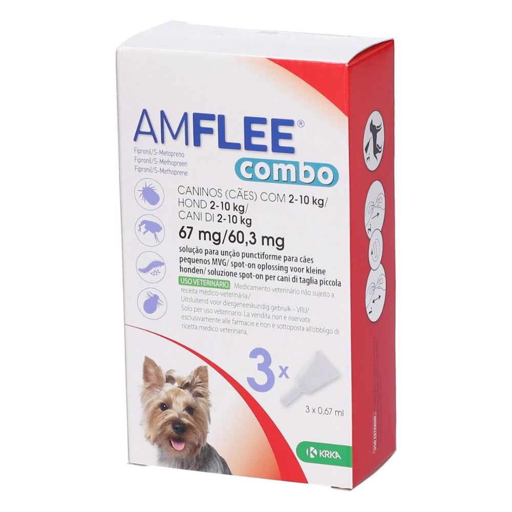 image - 104920020 - AMFLEE COMBO*spot-on soluz 3 pipette 0,67 ml 67 mg + 60,3 mg cani da 2 a 10 Kg - 0006946_1.jpg