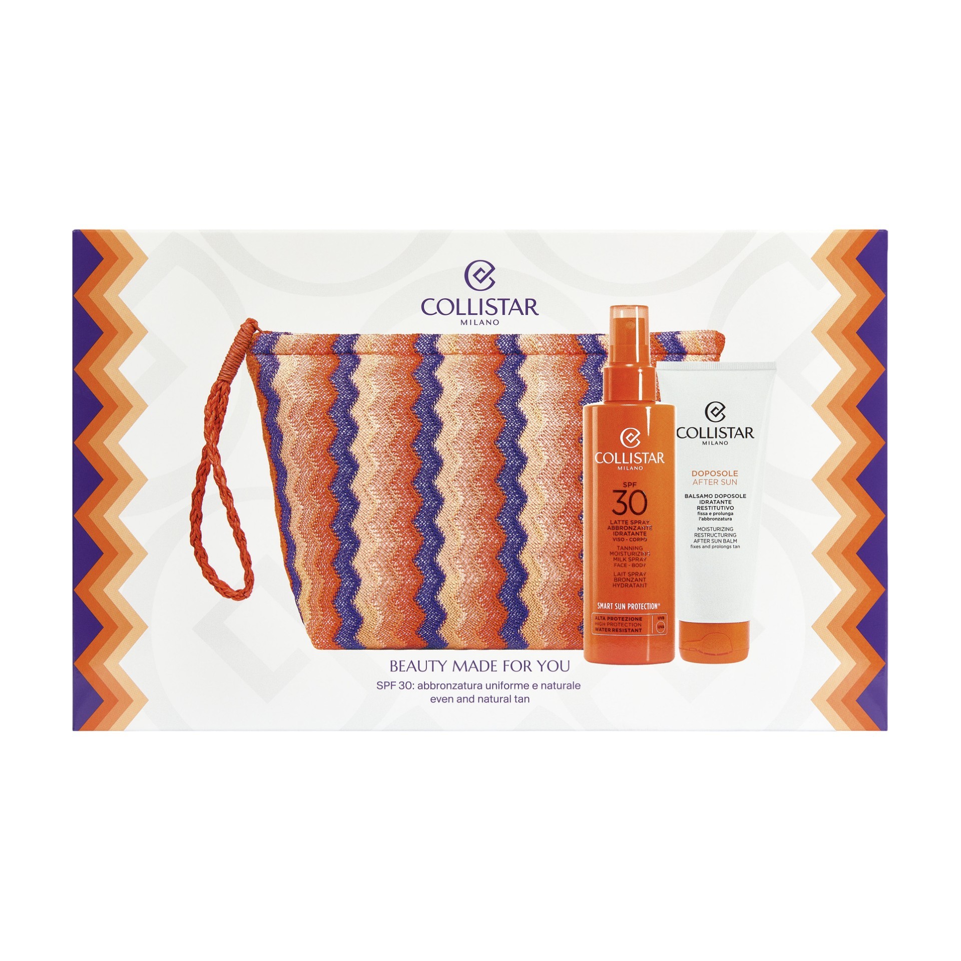 image - 952042760 - Set solare completo che combina un latte spray SPF30 che protegge dai raggi UV e favorisce un&rsquo;abbronzatura uniforme e luminosa con un balsamo doposole idratante e restitutivo. - 4867691_1.jpg
