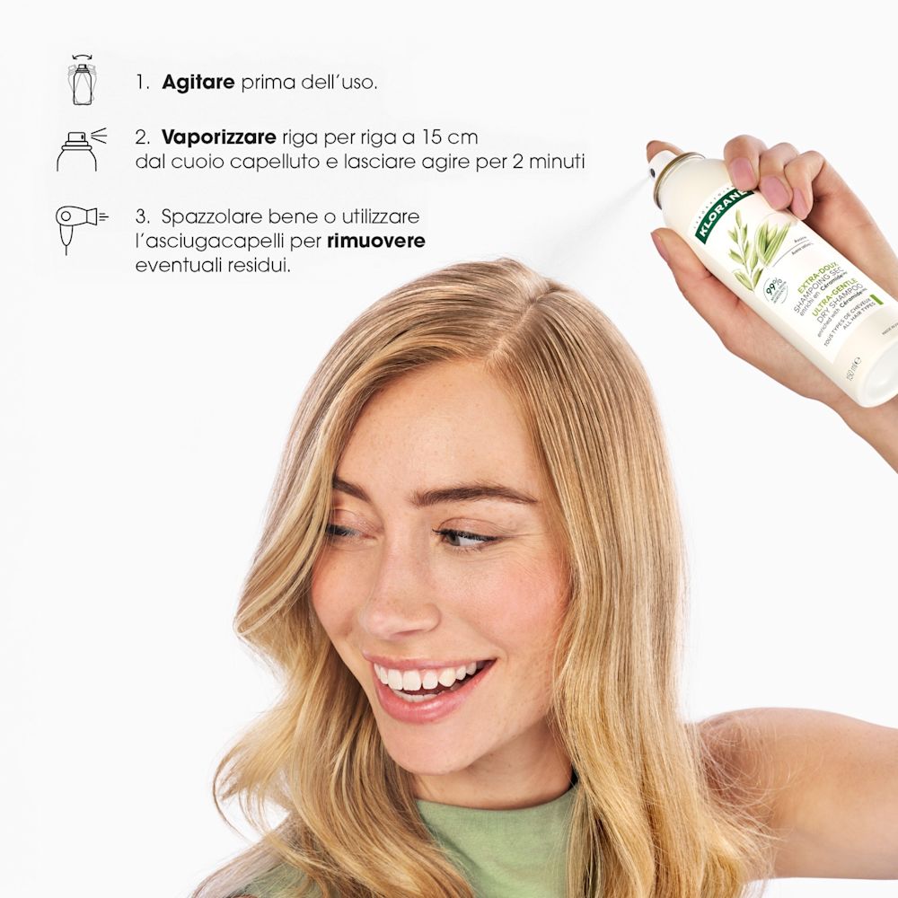 image - 985656432 - KLORANE SHAMPOO SECCO EXTRA DELICATO AVENA&CERAMIDE TUTTI I TIPI DI CAPELLI SPRAY 150 ML - 4745306_5.jpg