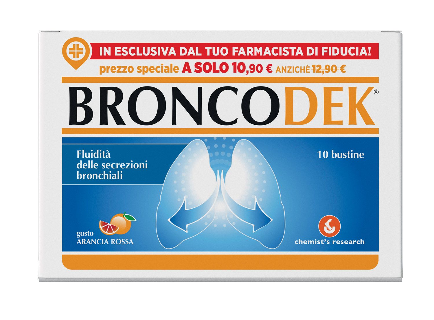 Broncodek Tosse Grassa Gusto Gusto Arancia Rossa 10 Bustine