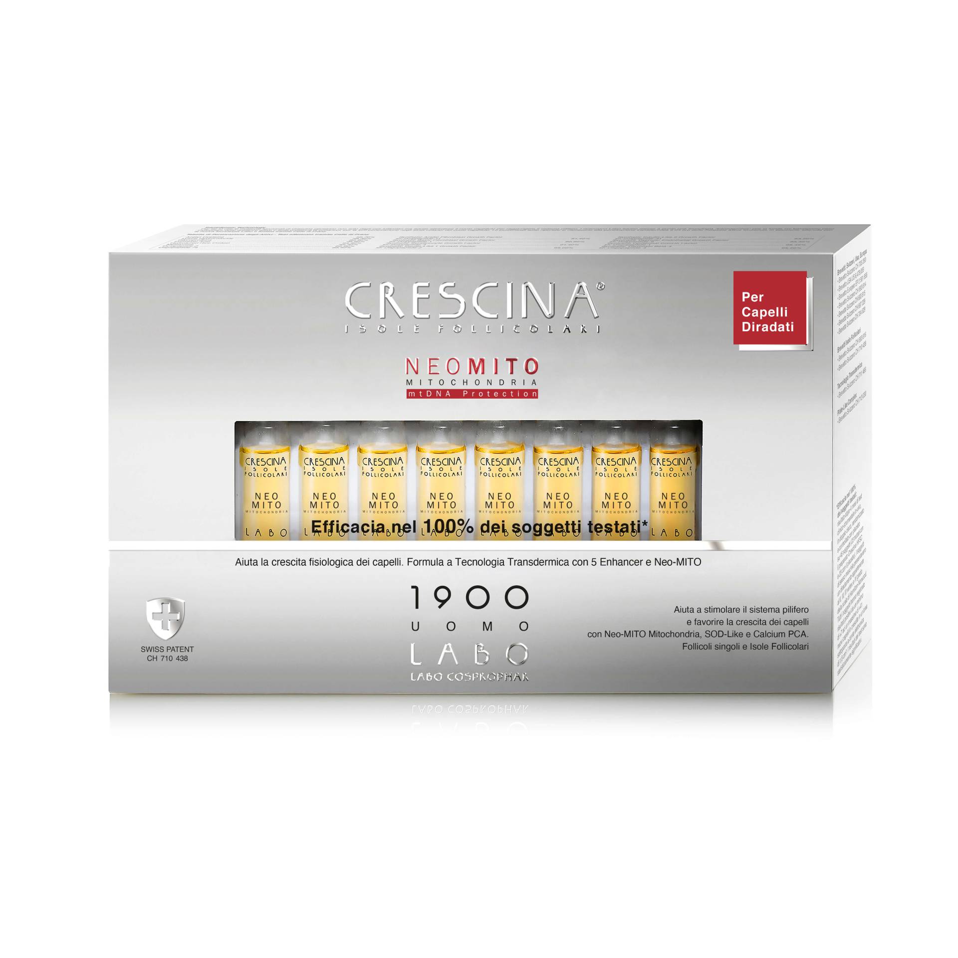 Crescina Isole Follicolari Neo Mito 1900 Uomo 20 Fiale Da 3,5ml