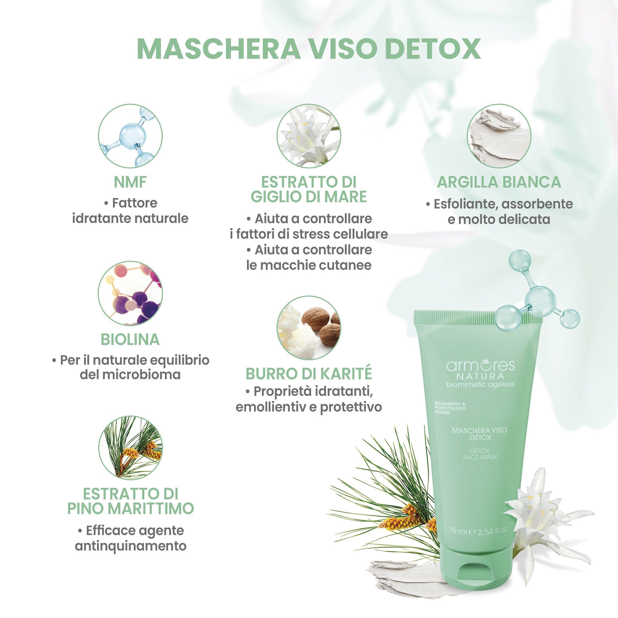 image - 983525799 - Armores Natura Biometric Ageless Maschera Viso Detox 75ml - 4739813_3.jpg