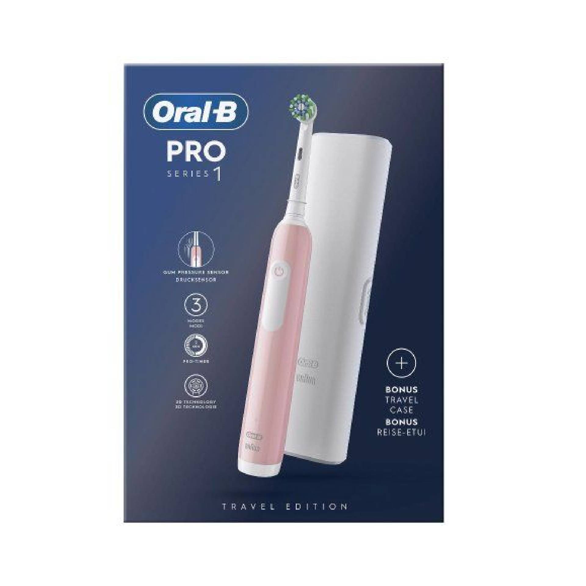 Oral-b Pro 1 Spazzolino Elettrico Rosa + Travel Case 1 Pezzo