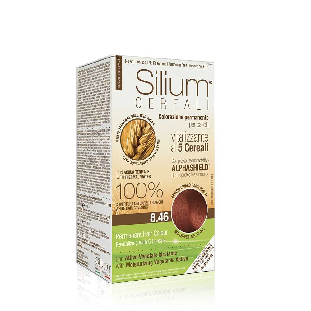 Silium Colorazione Permanente Capelli Crema Biondo Chiaro Rame Rosso 8.46