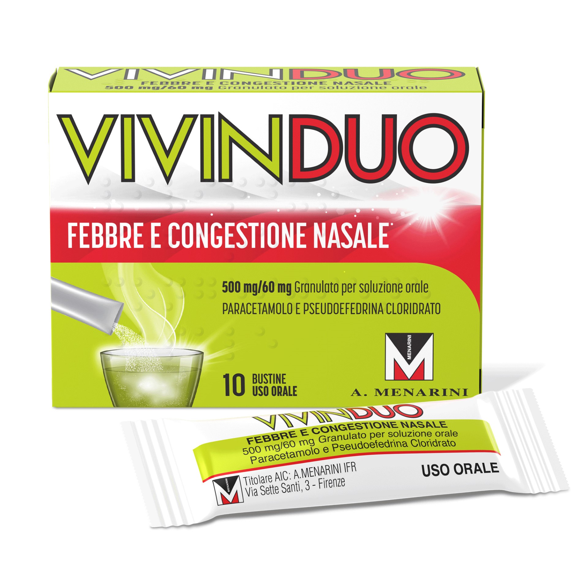 Vivinduo 500mg Trattamento Febbre E Naso Chiuso 10 Bustine