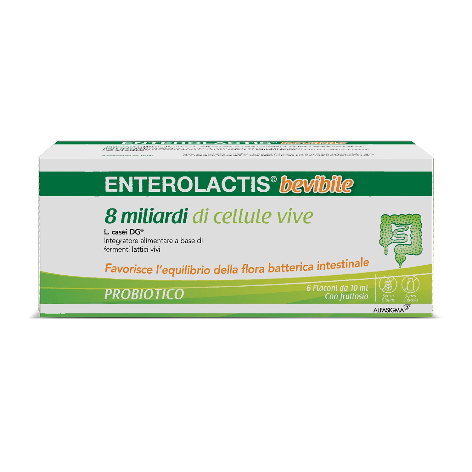 Enterolactis Bevibile Flaconcini Integratore Fermenti Lattici Vivi 6x10ml