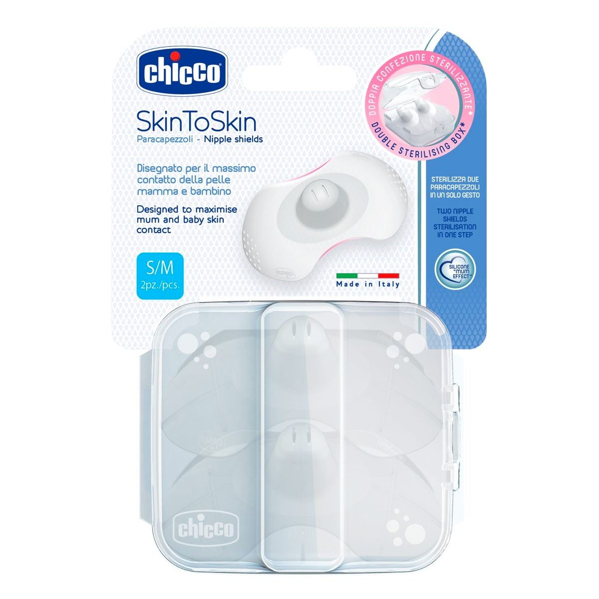 Chicco Skin To Skin Paracapezzoli Silicone Small 2 Pezzi