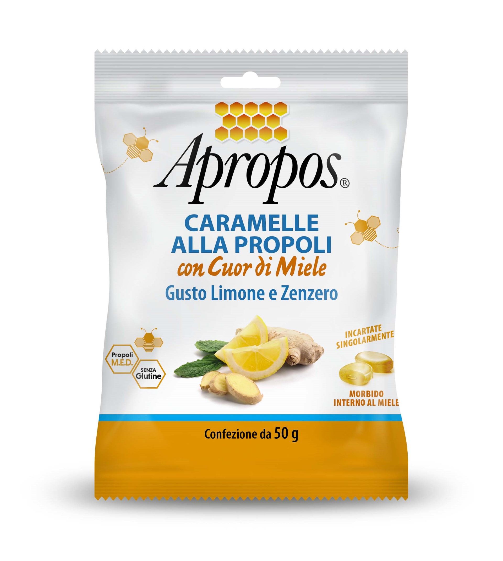 Apropos Caramelle Dure Propoli Limone Zenzero 50g