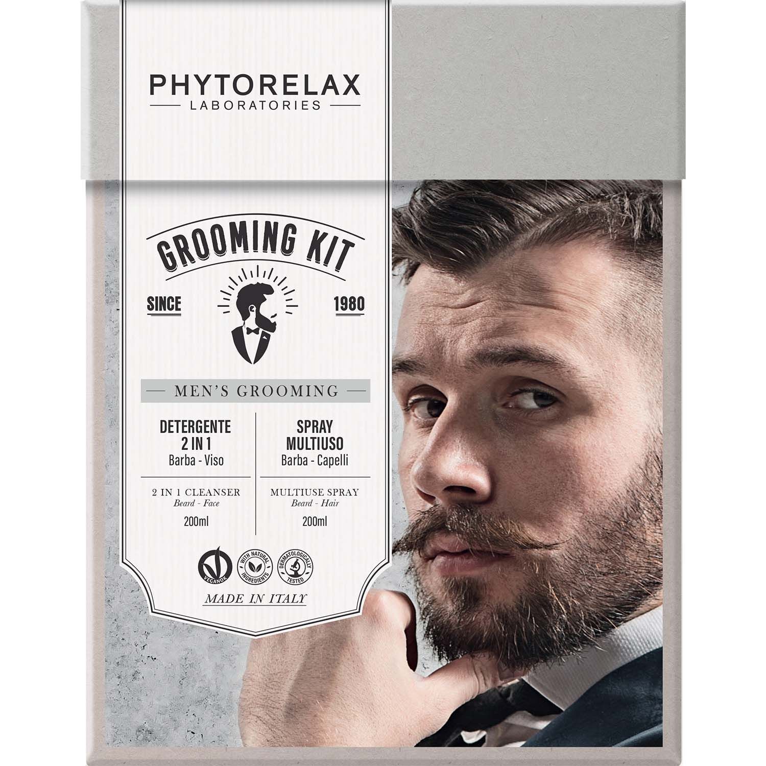 Phytorelax Grooming Kit Uomo Detergente Barba E Viso + Spray Multi utilizzo