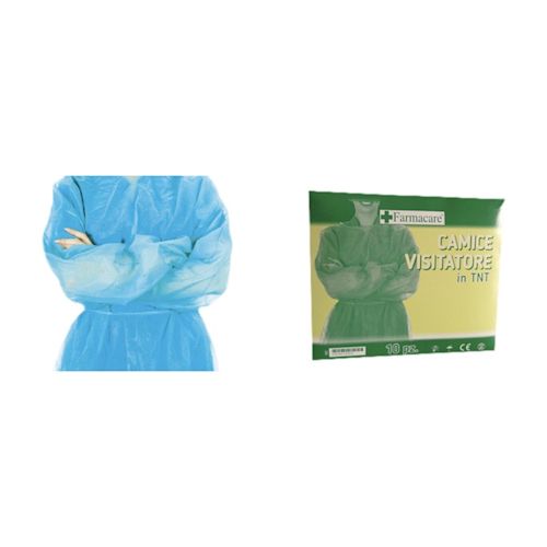 image - 903012324 - Camice monouso in TNT blu con elastico ai polsi, cintura in vita e al collo, per proteggere l'ambiente da contaminazioni esterne. - 4875505_2.jpg