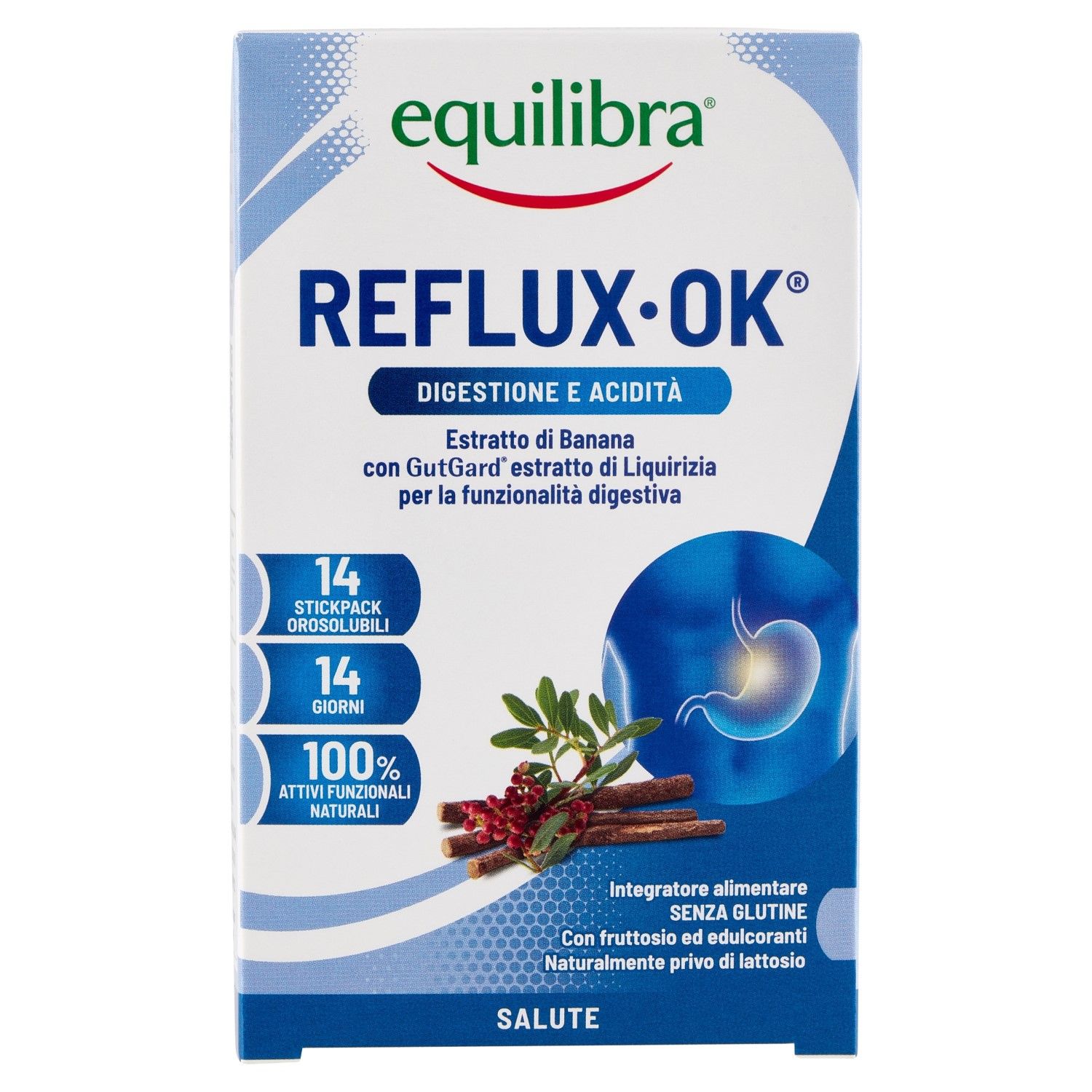 Equilibra Reflux Ok Integratore Acidità Di Stomaco 14 Bustine