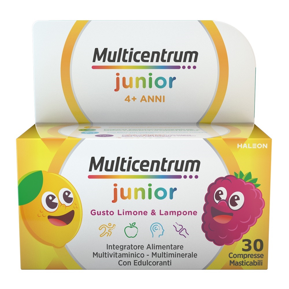 Multicentrum Junior Integratore Vitamine Bambini 4+ Vitamina D3 Vitamina C Ferro 30 Compresse