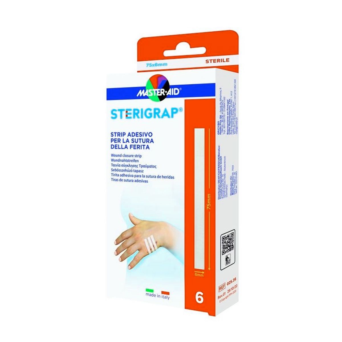 Master-aid Sterigrap Strip Adesivo Sutura Ferite 75x6mm 6 Pezzi