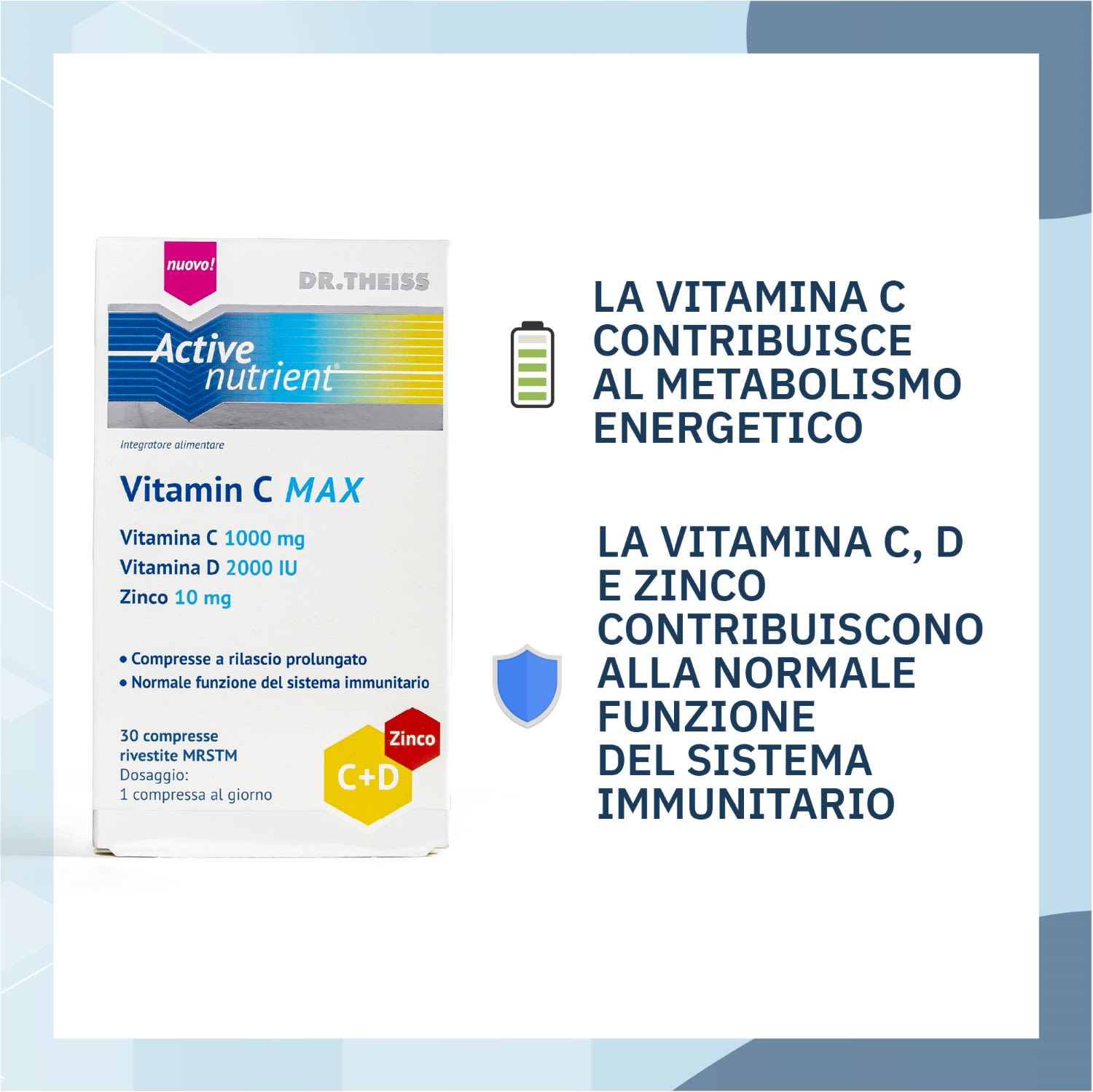 image - 982408041 - Active Nutrient Vitamin C Max Integratore Di Vitamina C 30 Compresse - 4738347_3.jpg