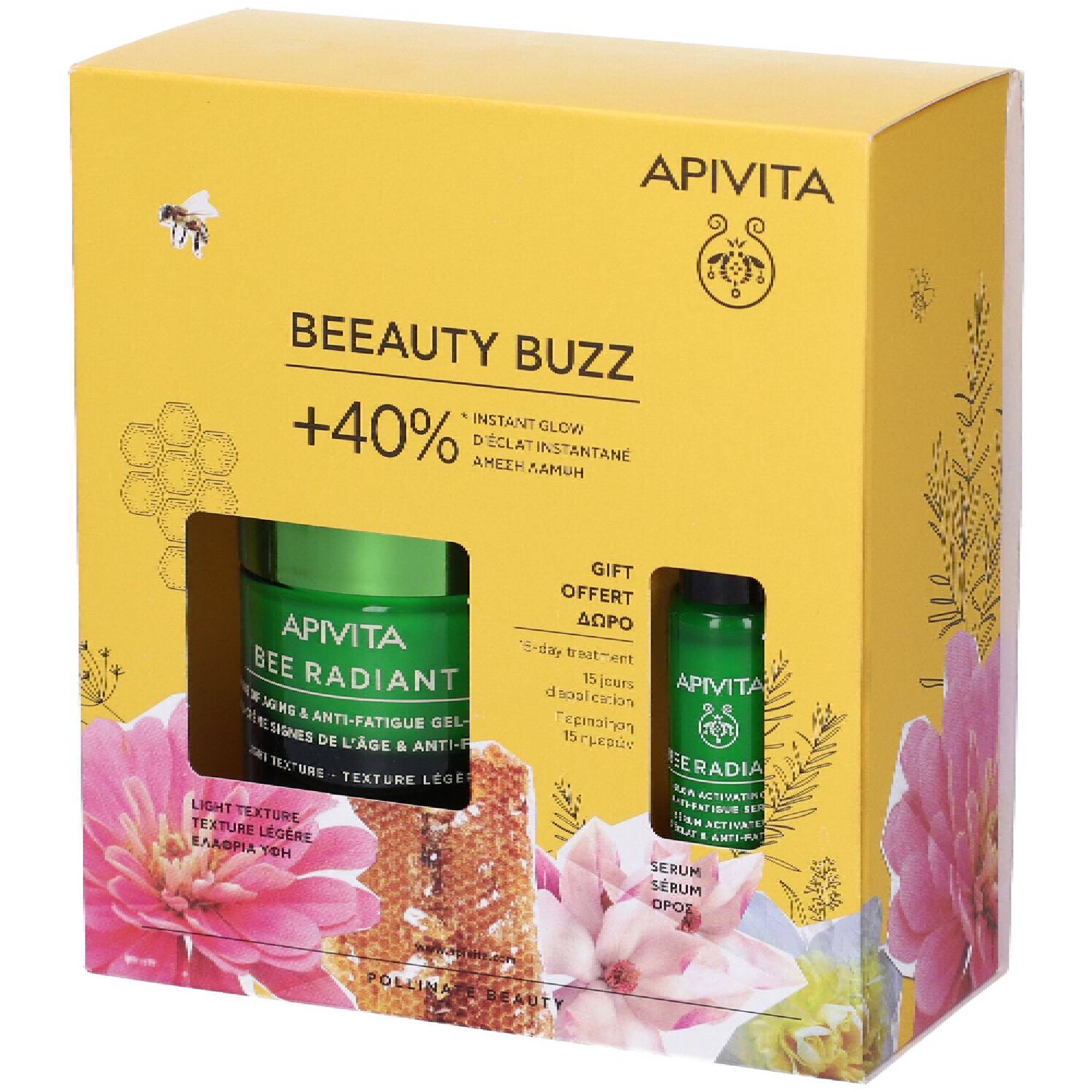 Apivita Bee Radiant Beeauty Buzz Crema E Siero Texture Leggera 50ml + 10ml