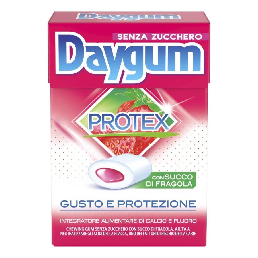 Daygum Protex Gusto fragola Gel Chewing Gum Integratore Calcio Fluoro 30g