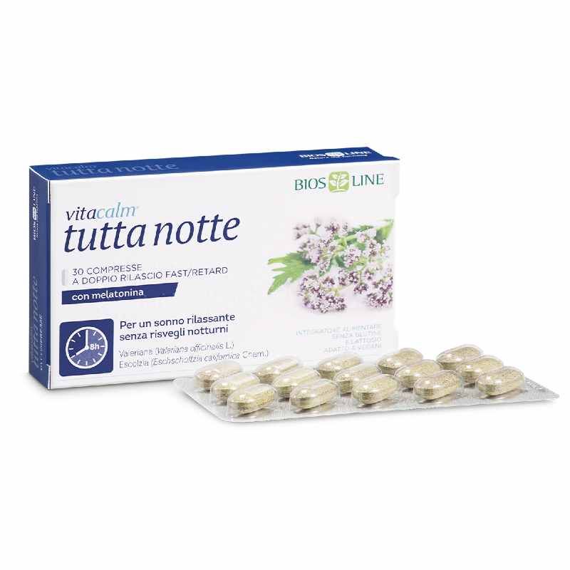 Bios Line Vitacalm Tutta Notte Melatonina Integratore Sonno 30 Compresse