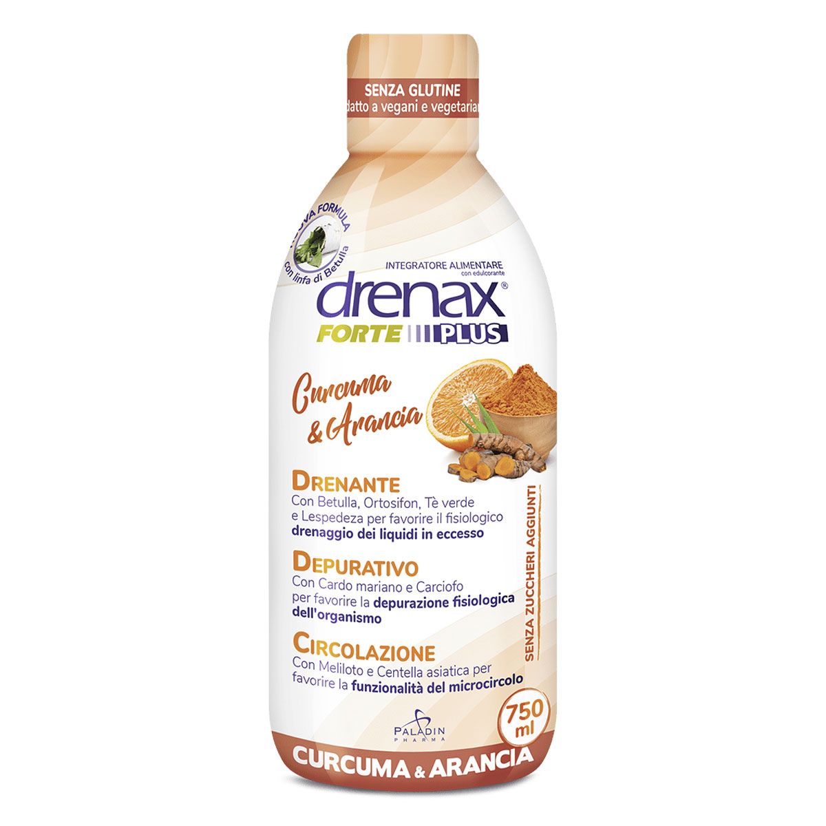 Drenax Forte Gusto Arancia Curcuma Integratore Drenante 750ml