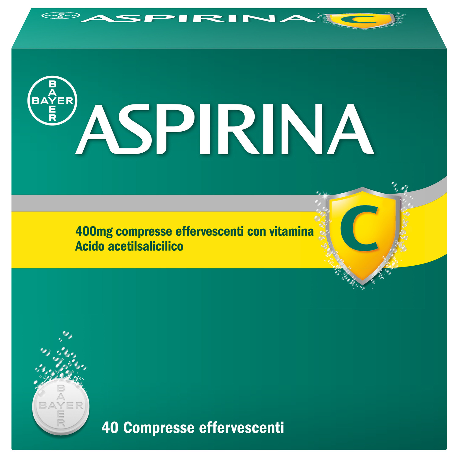 Aspirina C 400mg + 240mg 40 Compresse Effervescenti Con Vitamina C