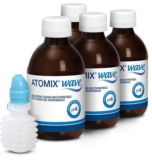 Atomix Wave Dispositivo Per Igiene Rinofaringea Soluzione Salina 4x250ml