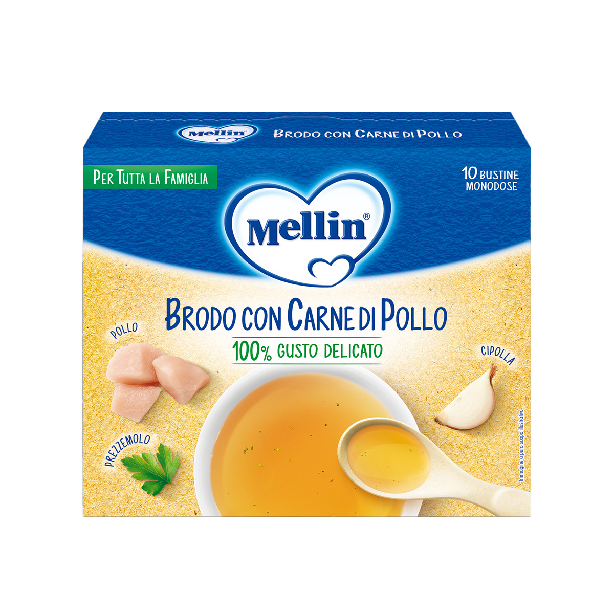 Mellin Brodo Con Carne Di Pollo Bustine 10x5g