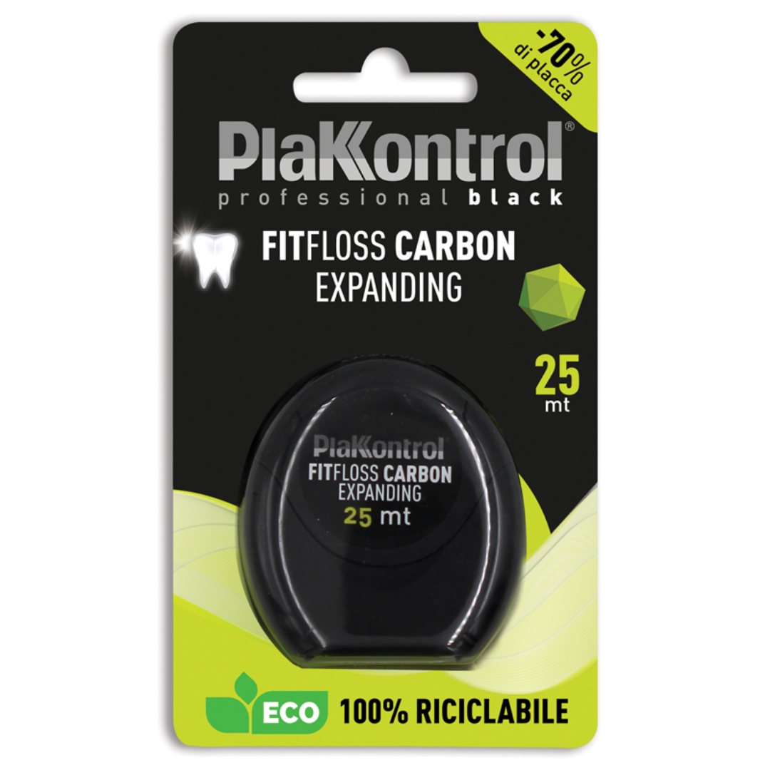 image - 980800736 - PLAKKONTROL PROFESSIONAL BLACK FITFLOSS CARBON EXPANDING FILO INTERDENTALE 25 METRI FRESH MINT - 4798277_2.jpg