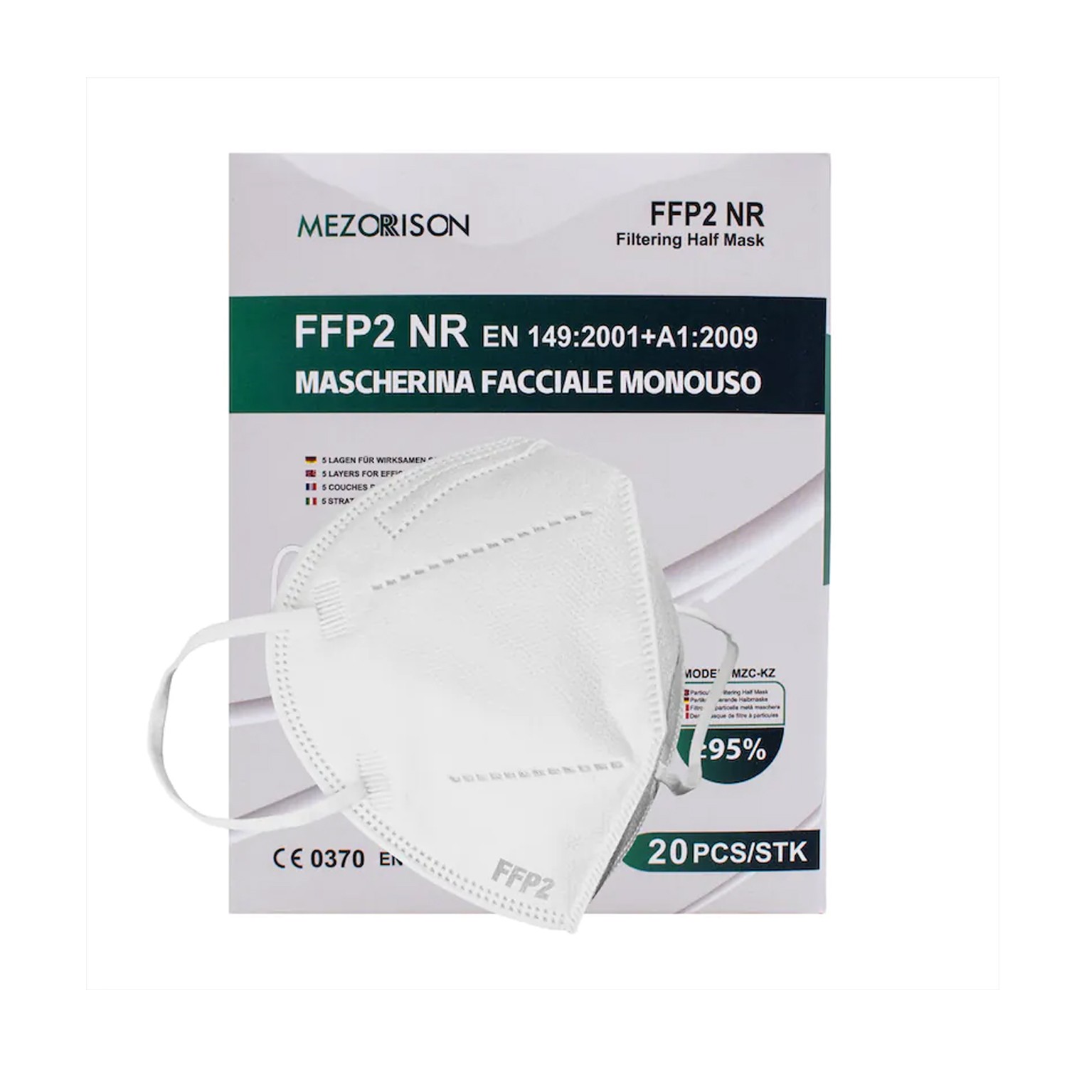 image - 987666791 - Mascherina facciale monouso FFP2 NR per protezione respiratoria contro aerosol solidi e liquidi. Ideale per ambienti potenzialmente inquinati. - 4860338_2.jpg