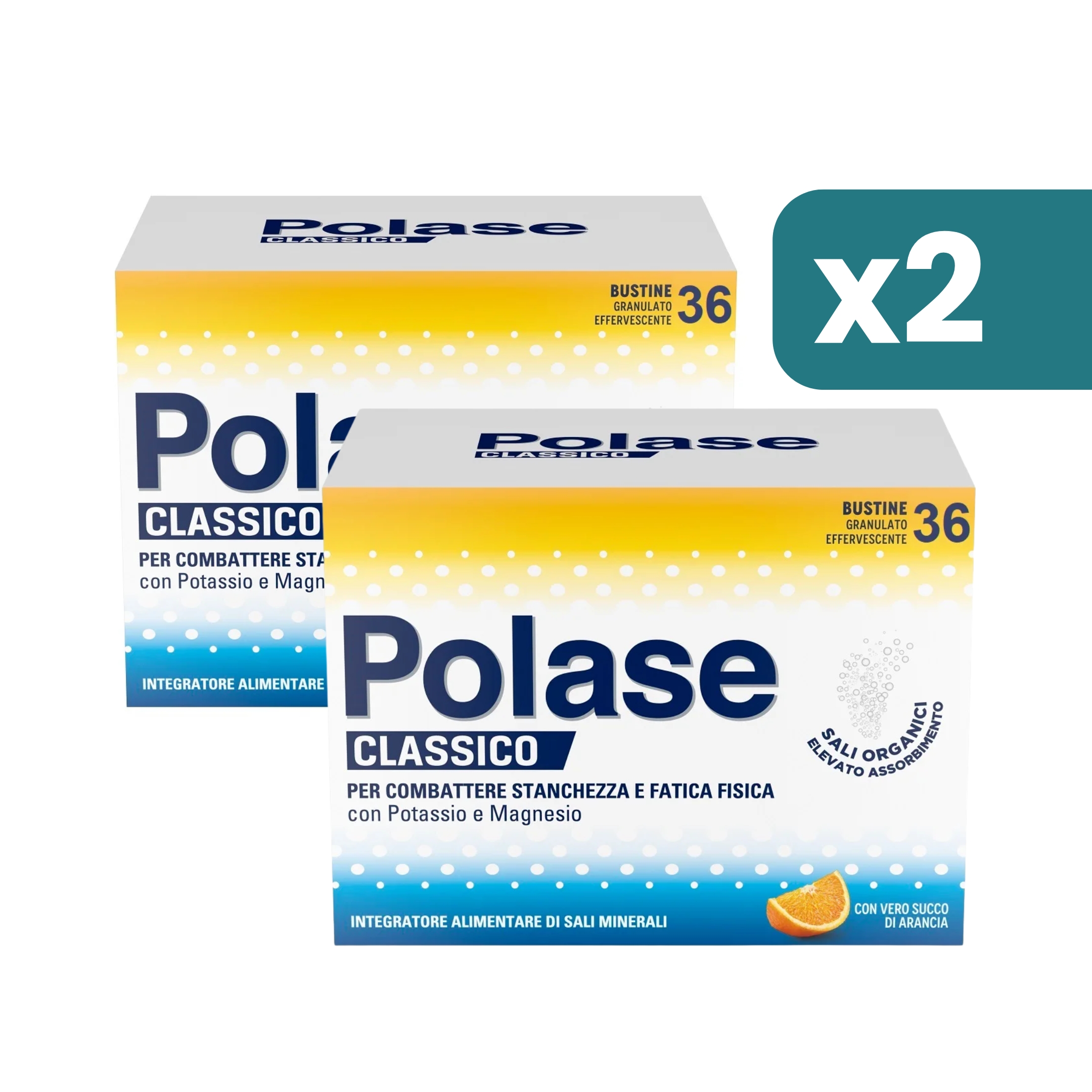 Polase Classico Bipacco Magnesio E Potassio Gusto Arancia 2 Confezioni Da 36 Bustine