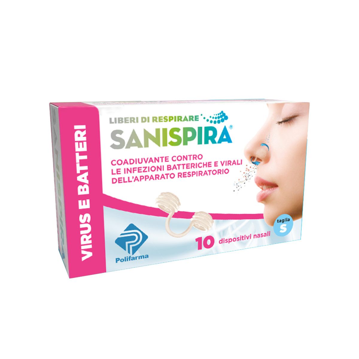 Sanispira Virus E Batteri Filtro Nasale Medium 10 Pezzi