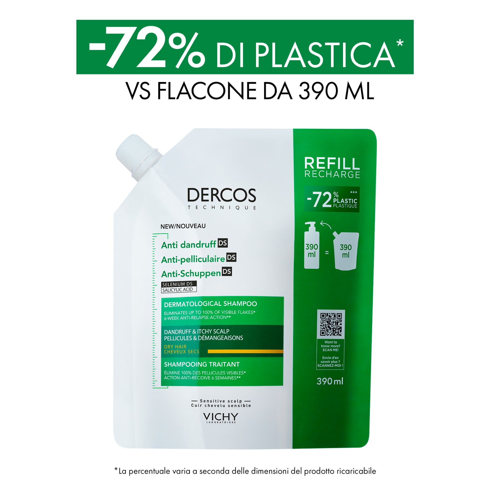 image - 951449418 - DERCOS TECHNIQUE SHAMPOO ANTI FORFORA DS SECCHI REFILL 390 ML - 4856139_2.jpg