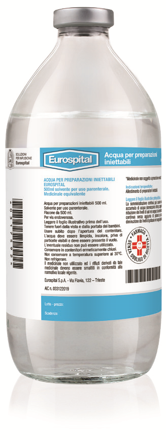 image - 033122019 - ACQUA PER PREPARAZIONI INIETTABILI (EUROSPITAL)*1 flacone 500 ml - 7871217_1.png
