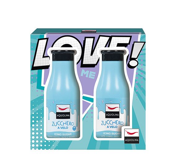 Aquolina Love Me! Cofanetto Bagno Doccia + Latte Corpo Zucchero A Velo 250+250ml