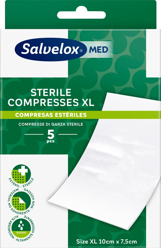 Salvelox Med Garza Compressa Xl 10x7,5cm 5 Pezzi