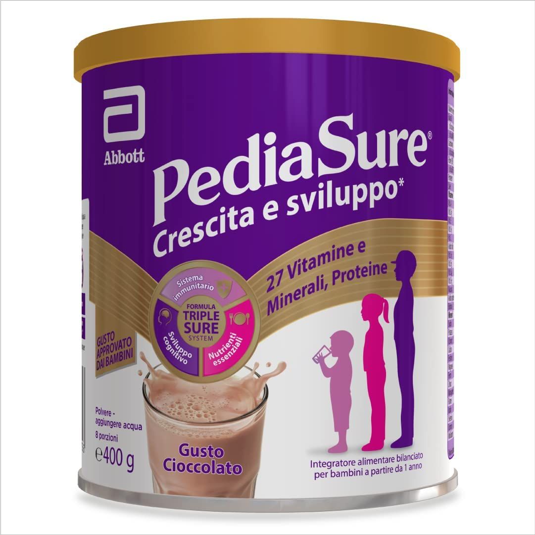 Pediasure Crescita E Sviluppo Integratore Per Bambini multivitamine Con 27 Vitamine E Minerali Cioccolato 400g